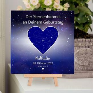 Personalisiertes Holzbild "Sternenhimmel" Geburtstag