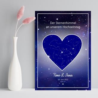 Poster "Dein Sternenhimmel zum Hochzeitstag" für Paare - personalisierbar