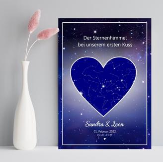 Poster "Dein Sternenhimmel am Wunschtag" für Paare - personalisierbar