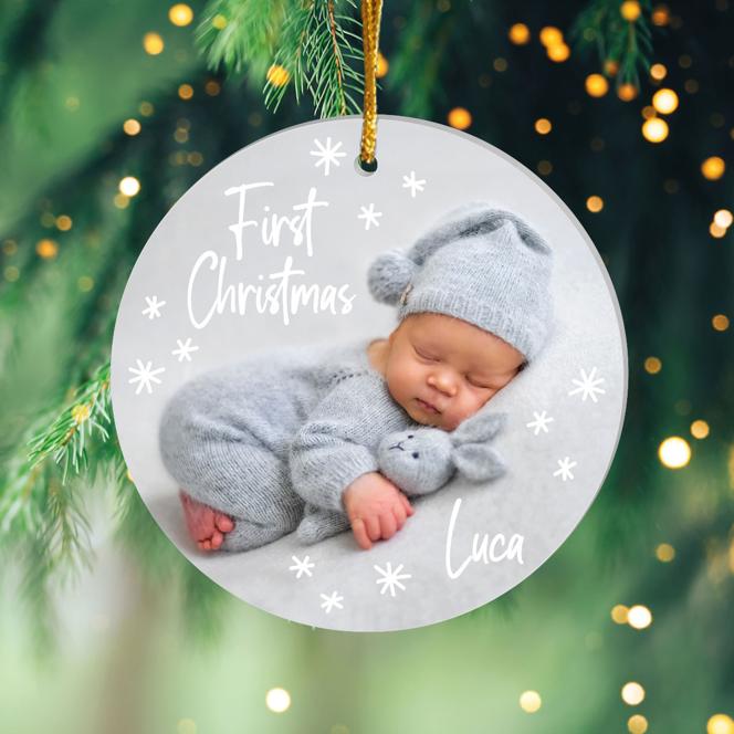 Acrylanhänger "First Christmas" mit Foto