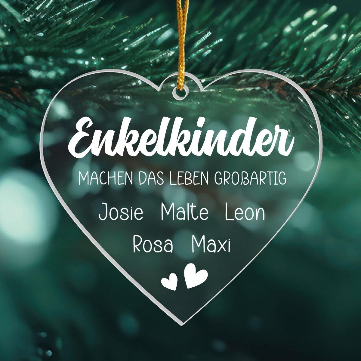 Personalisierter Acrylanhänger 'Enkelkinder' - Emotionales  Weihnachtsgeschenk für Großeltern