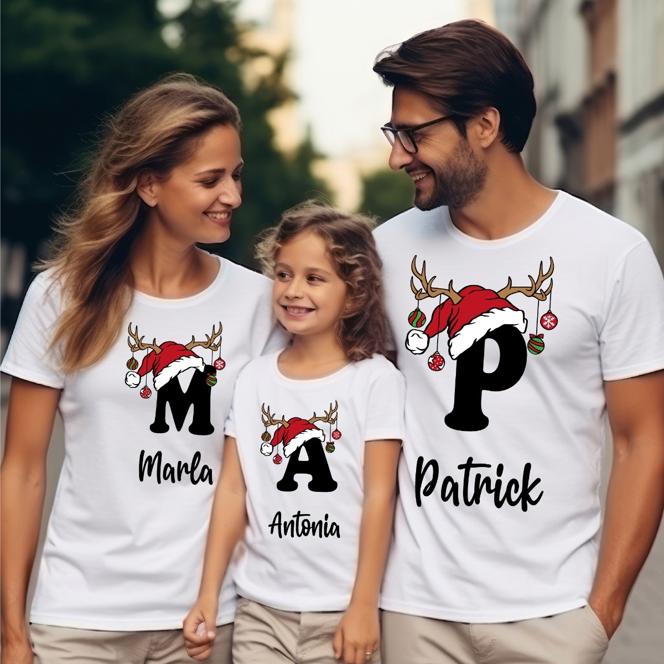 Familien T-Shirt Set - Xmas Monogram