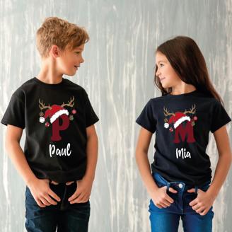 Kinder T-Shirt Set - Xmas Monogram