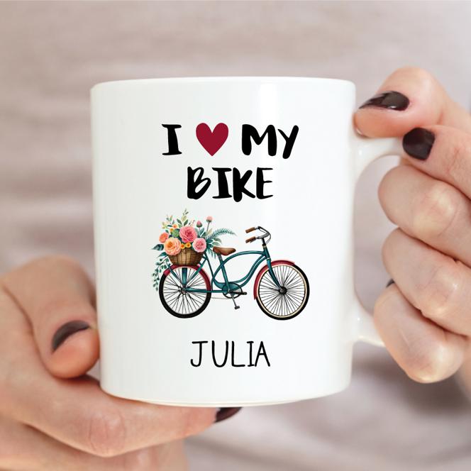 Personalisierte Tasse "I love my bike"