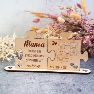 Holz - Puzzleteile "Mama" - personalisiert