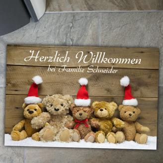 Fußmatte "Weihnachtsteddys" - personalisiert