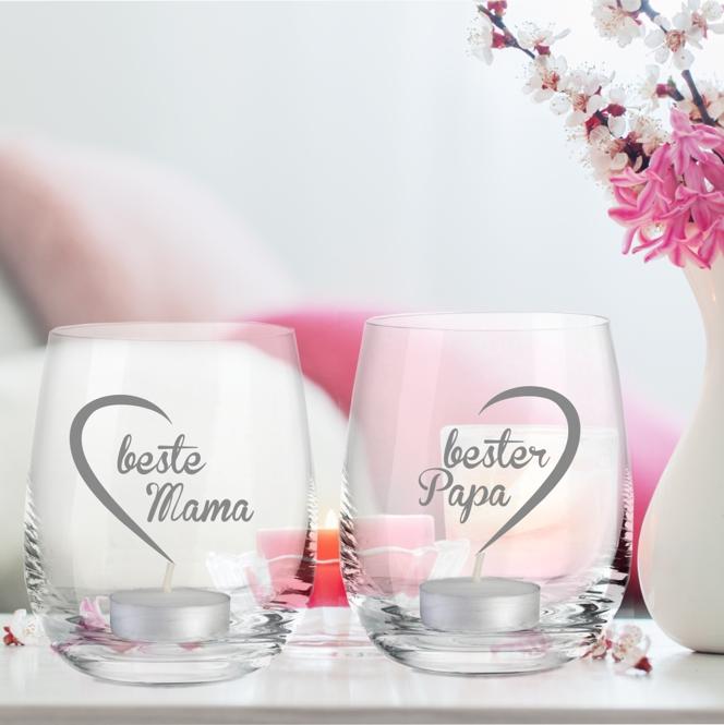 Windlicht-Set  "Beste Mama / Bester Papa" 