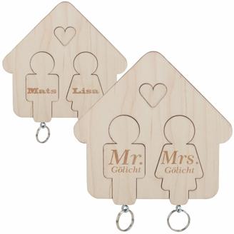  Mr. &amp; Mr. bzw. Mrs. &amp; Mrs. + Familienname  graviert. Das Schlüsselbrett ist eine besonders schöne Geschenkidee