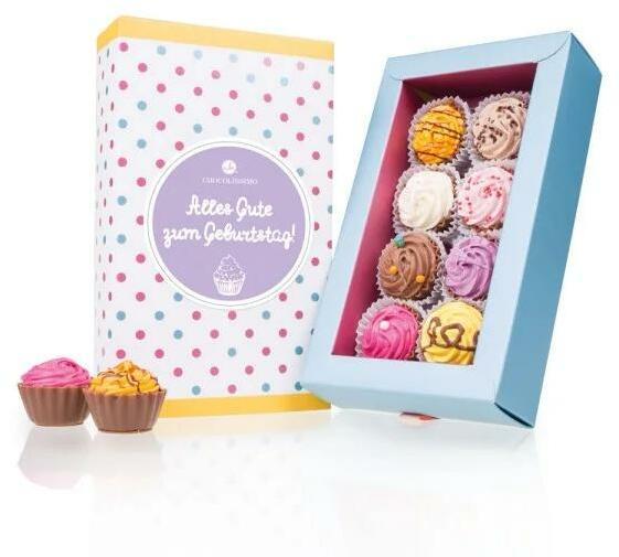 GeburtstagsPralinen im CupcakeStil Exklusive SchokoÜberraschung