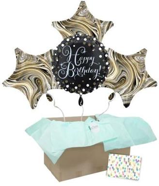 Heliumballon-Geschenk - Happy Birthday - Schwarz Marmor