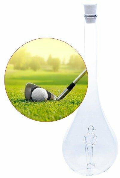 Edelglasflasche Golfer