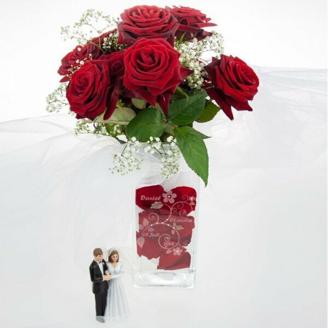 Vase mit Blumengravur