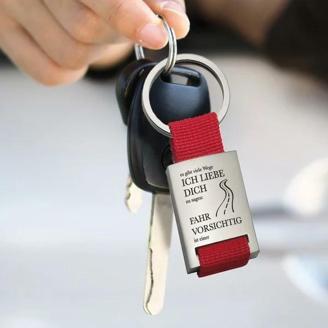 Schlüsselanhänger - Fahr vorsichtig - mit Wunschname