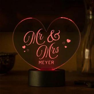 LED-Leuchte Herz - Mr & Mrs mit Personalisierung