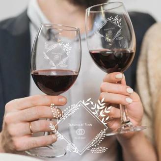 Weinglas Set zur Hochzeit