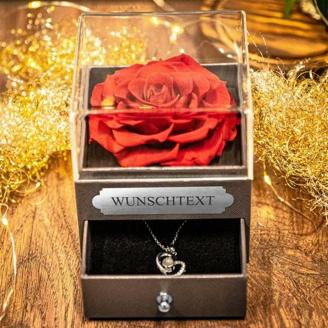 Geschenkbox Ewige Rose mit Halskette aus 925 Sterling Silber
