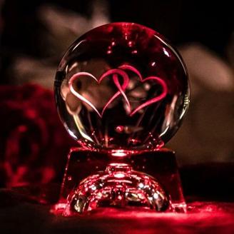3D LED Kristallkugel - Rose oder Herz