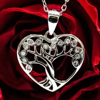 Halskette - Herz mit Lebensbaum 925er Silber