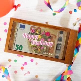 Magische Geldgeschenkebox zum Geburtstag - Blumen
