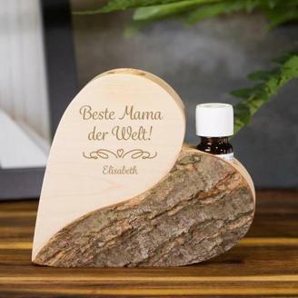 Holz-Herz mit Duftöl - Beste Mama - mit Personalisierung