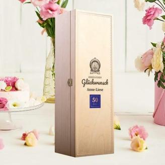 Holz-Geschenkbox für Weinflasche - mit Personalisierung
