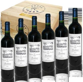 6 Flaschen hochwertiger Wein in Holzkiste - 6 Flaschen feinster Barons de Rothschild (Lafite)