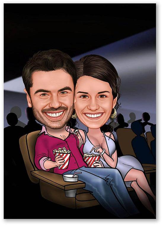 Karikatur vom Foto - Kino (ca151)