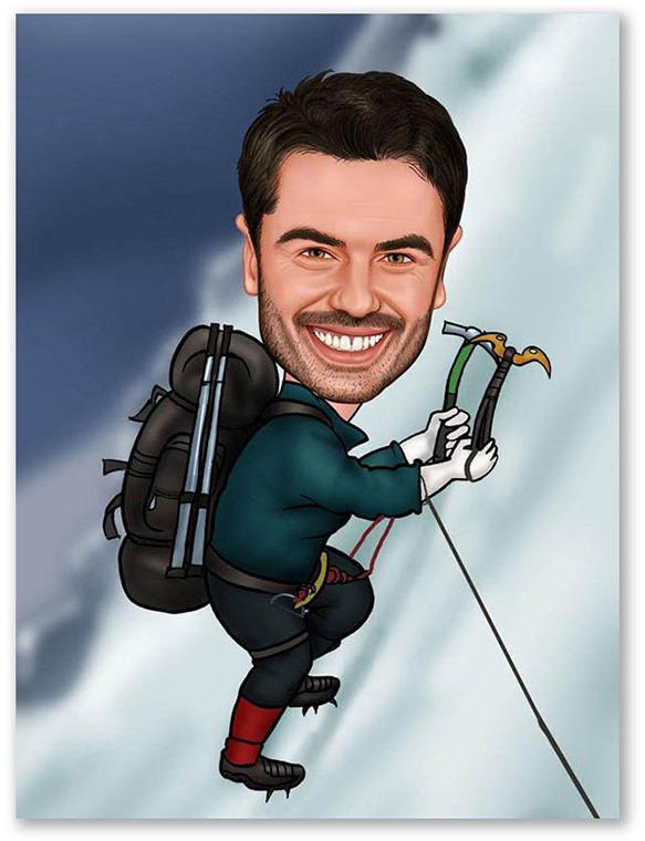 Karikatur vom Foto - Bergsteiger (ca288)