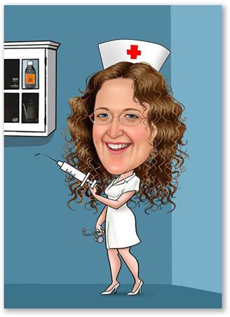 Karikatur vom Foto - Hilfe Krankenschwester (ca291)