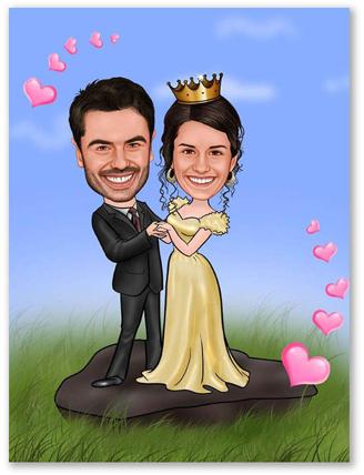 Karikatur vom Foto - Diamantene Hochzeit (ca432)