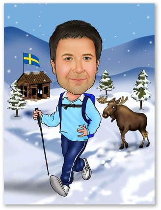 Karikatur vom Foto - Skandinavischer Urlaub (ca930)