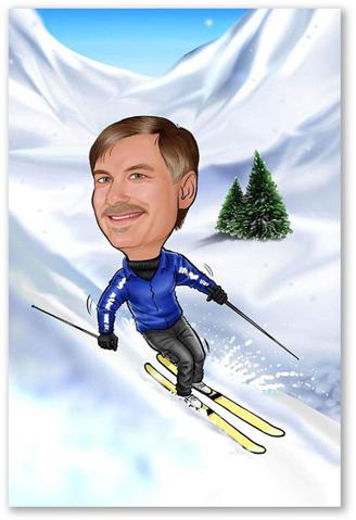 Karikatur vom Foto - Skifahrer (ca1134)