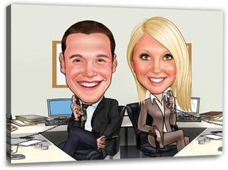 Karikatur vom Foto - Manager busy Paar (ca357couple)