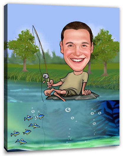 Karikatur vom Foto - Angler (ca591man)