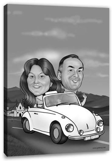 Karikatur vom Foto - Auto (andere Fahrzeugmarken mgl.) SW (ca242sw)