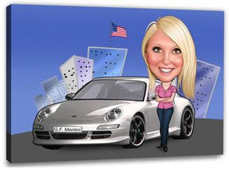 Karikatur vom Foto - Mein Auto (andere Automarken mgl.) Frau  (ca392woman)