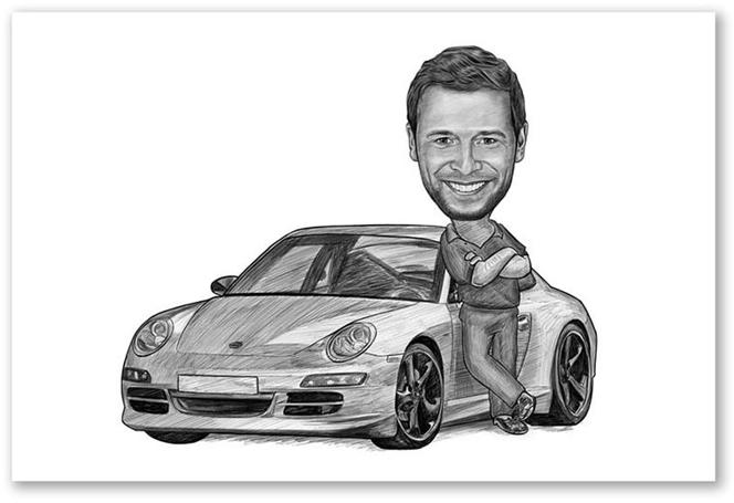 Karikatur vom Foto - Mein Auto (andere Automarken mgl.) Zeichnung (ca392pen)