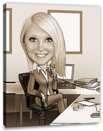 Karikatur vom Foto - Manager busy Sepia (ca357womanse)