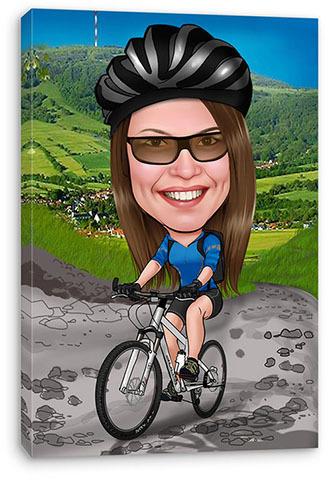 Karikatur vom Foto - Sportliche Mountainbikerin (ca908woman)