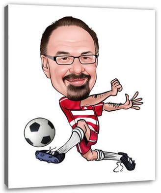 Karikatur vom Foto - Fussball weiss rot (andere Vereins-Shirts mgl.) WB (ca309wb)