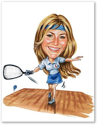 Karikatur vom Foto - Tennisspielerin (cdi309)
