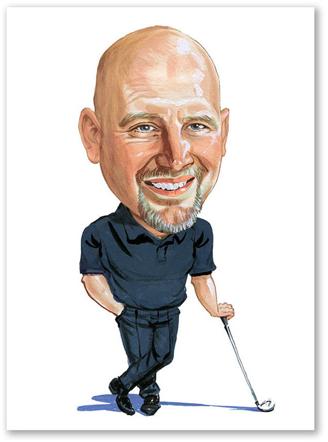 Karikatur vom Foto - Golfer in Pose (cdi323)