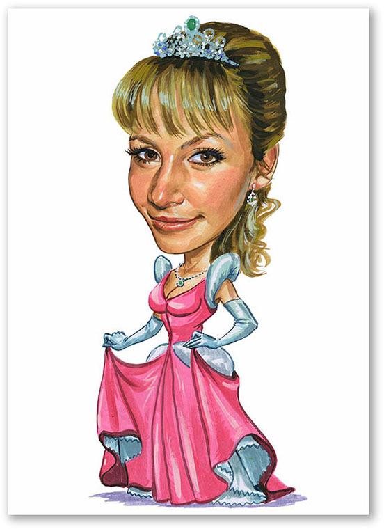 Karikatur vom Foto - Frau mit Abendkleid (cdi446)