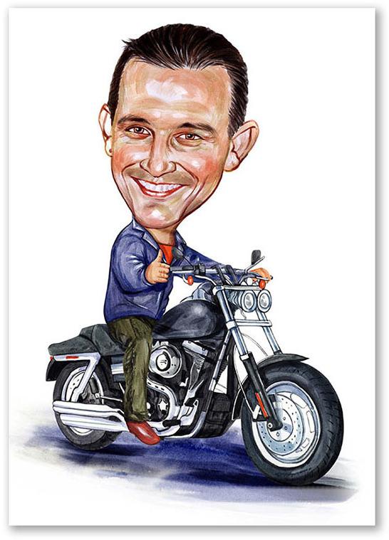 Karikatur vom Foto - Motorradfahrer (cdi473)