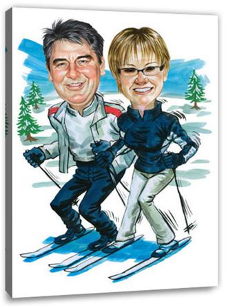 Karikatur vom Foto - Skifahrer-Herz (cdi543)