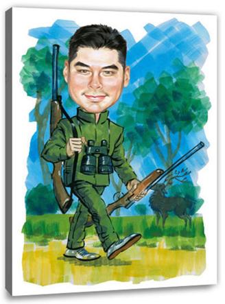 Karikatur vom Foto - Jï¿½ger auf Jagd (cdi550)