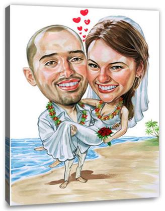 Karikatur vom Foto - Hochzeit am Meer (cju234)