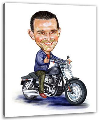 Karikatur vom Foto - Motorrad-Fahrer (HD36)