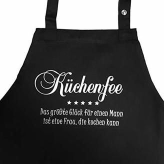 Grillkönig - N°1 KÜCHENFEE - Das größte Glück für einen Mann ist eine Frau, die kochen kann - Kochschürze mit verstellbarem Nackenband und Seitentasche