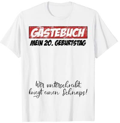 20. Geburtstag Mann Frau Gästebuch 20 Jahre 2001 Geschenk T-Shirt